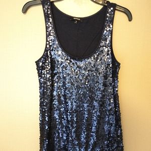 Navy Blue Sequin Express tank top size large